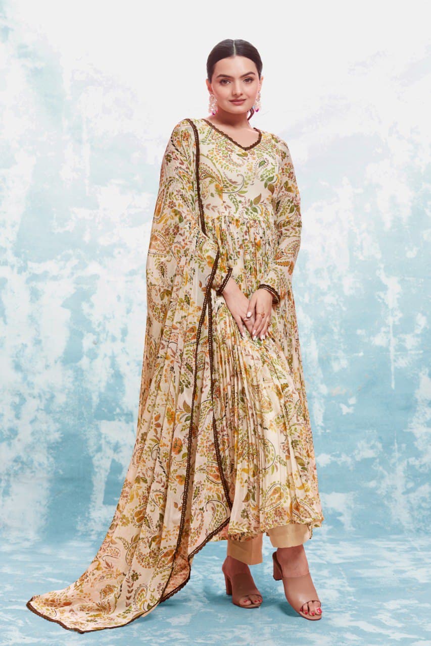 Off white color chiffon sharara suit for women