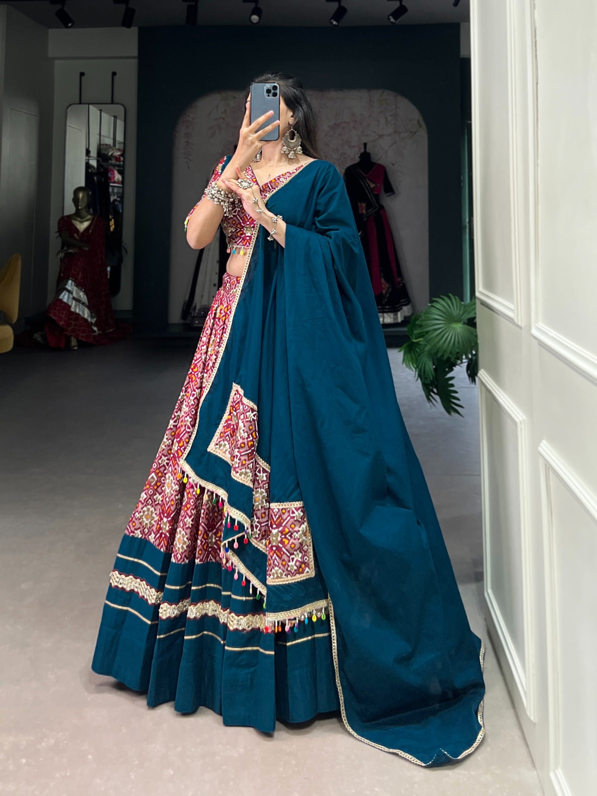 Red rayon printed chaniya choli online