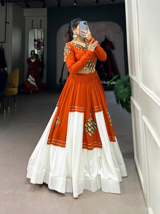 Orange rayon lehenga with blouse