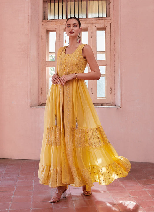 Yellow gown Party Wear