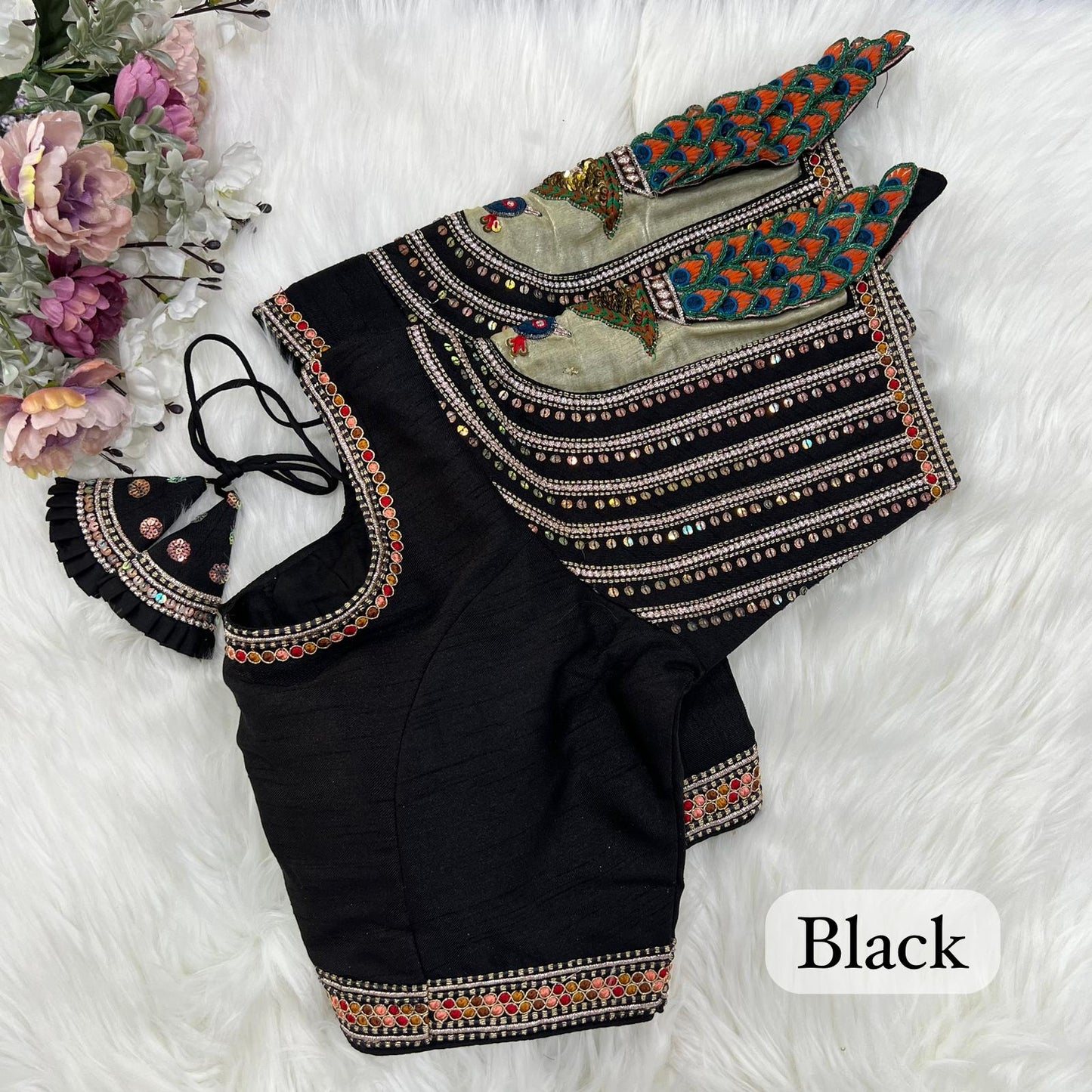 Black color lehenga blouse for wedding