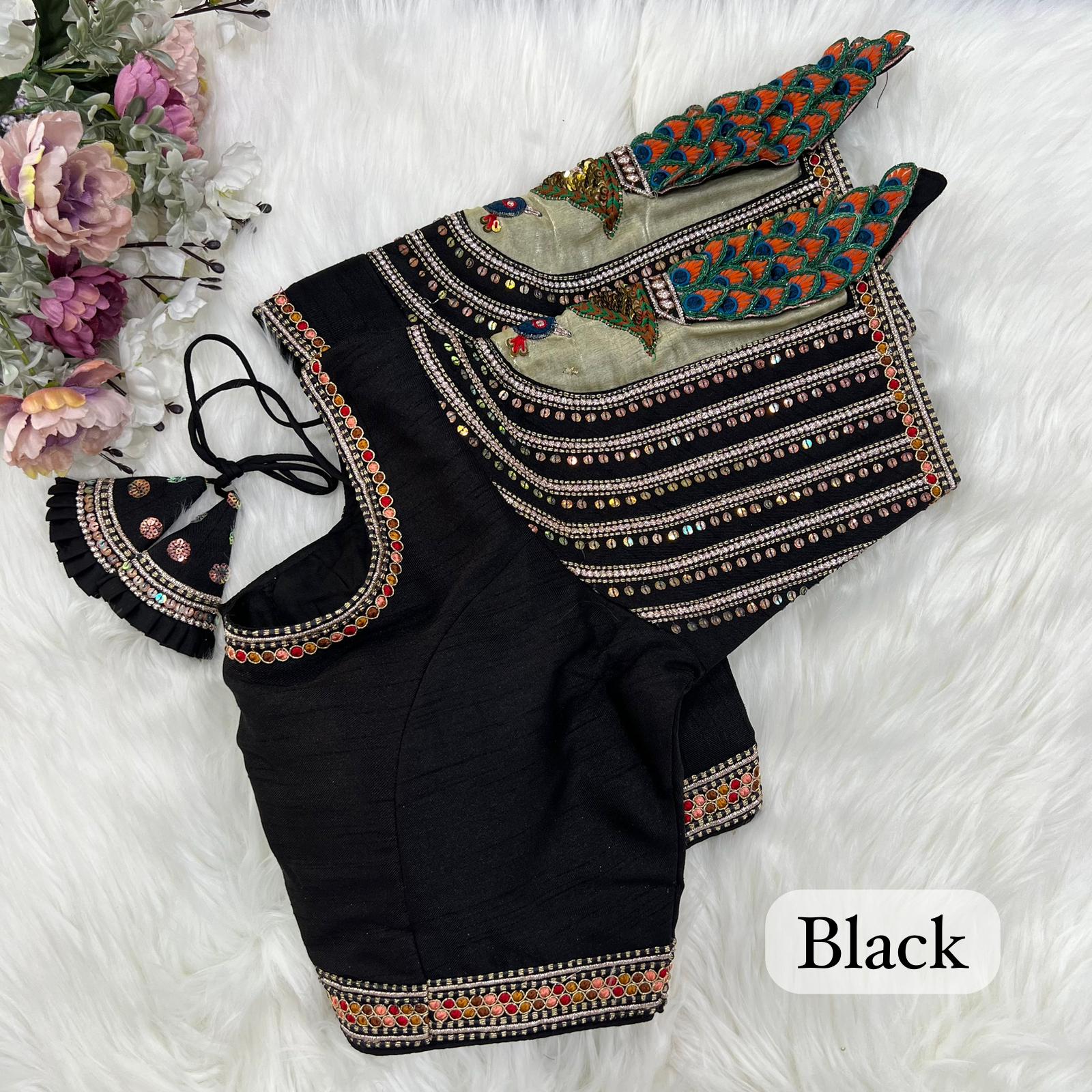 Black color lehenga blouse for wedding
