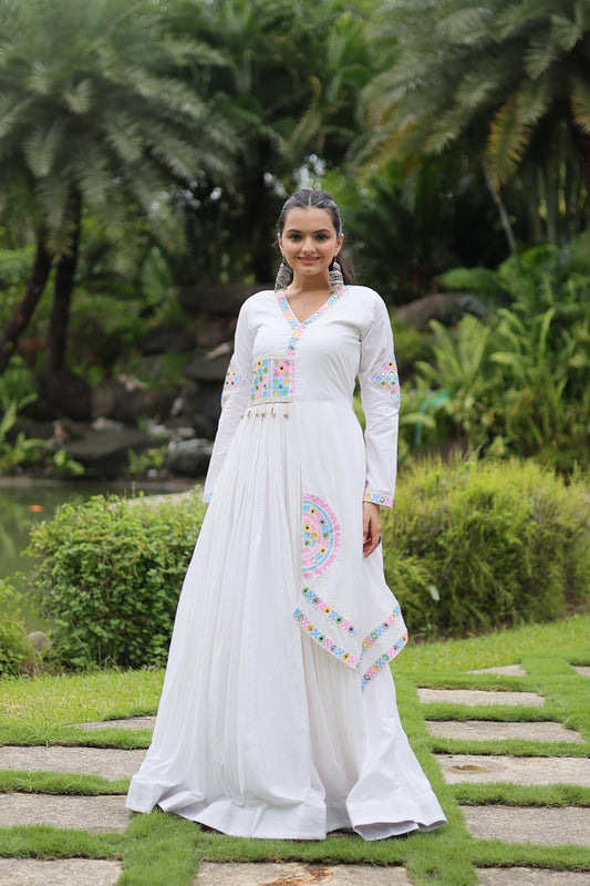 White rayon navratri gown price