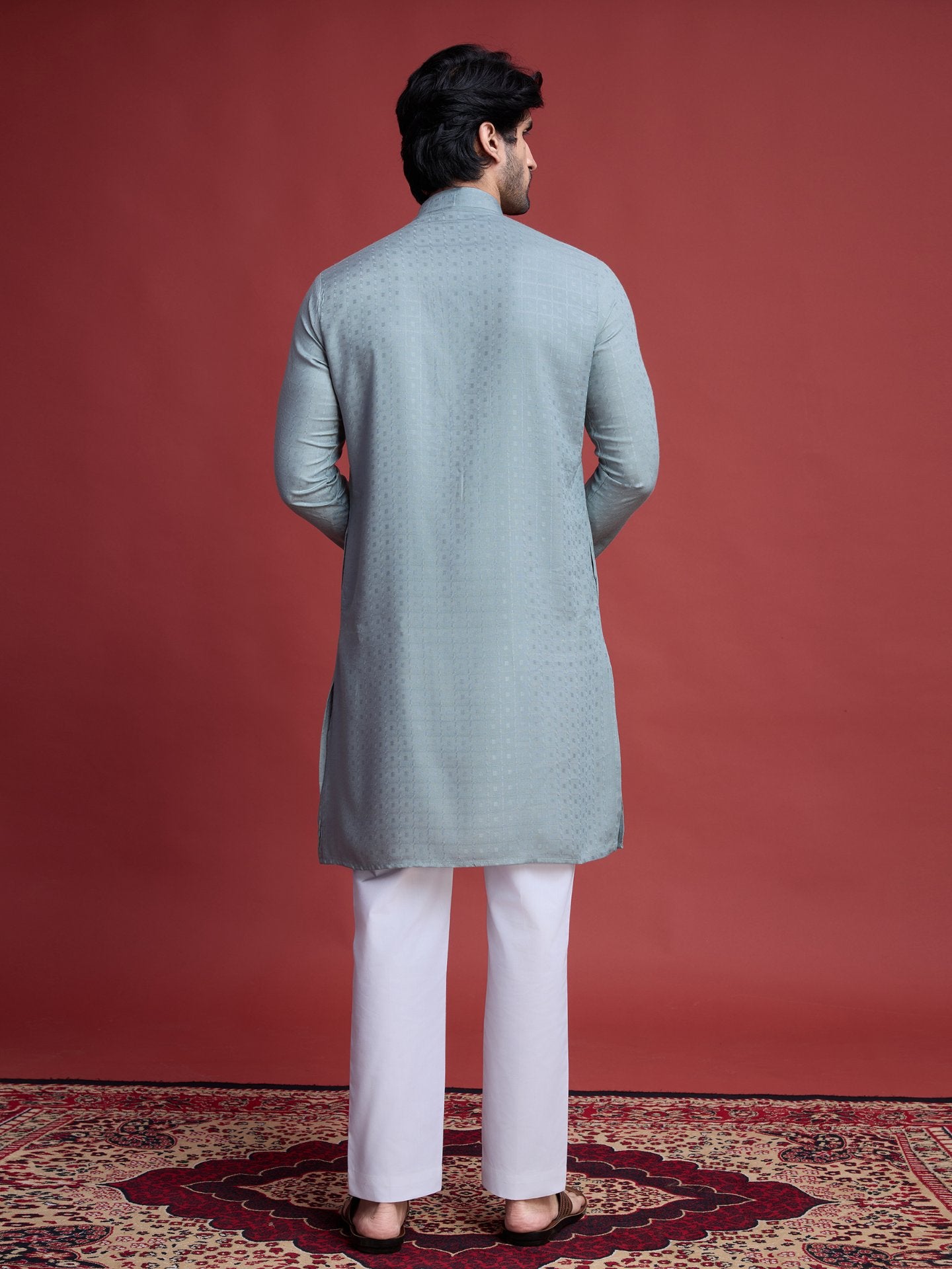 Pista color viscose mirror work kurta design