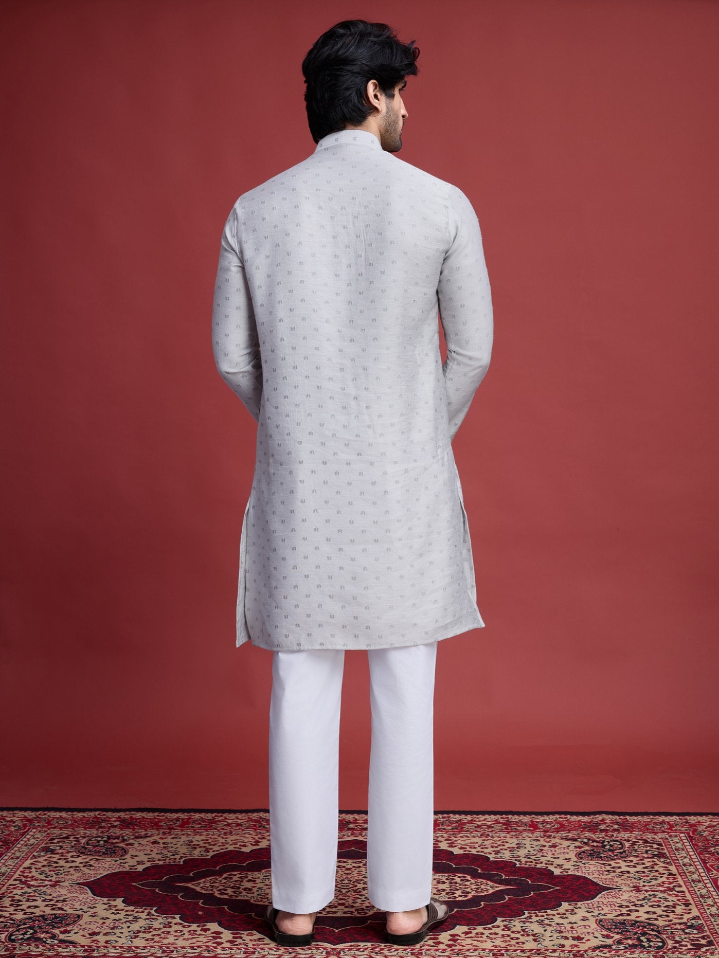 Grey color viscose readymade kurta pajama design