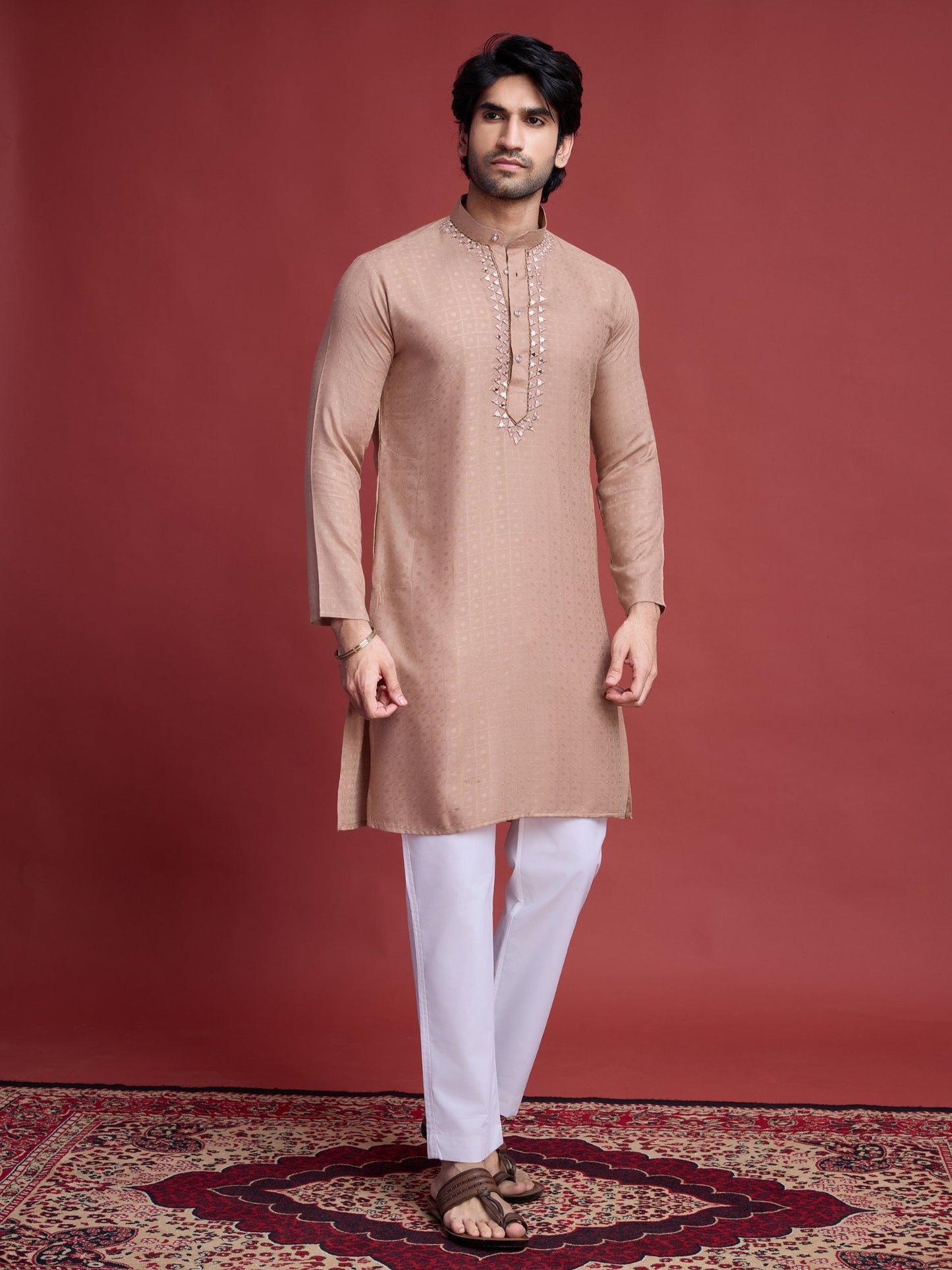 Beige color vicose readymade kurta online