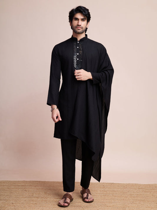 Black color viscose kurta pajama for wedding