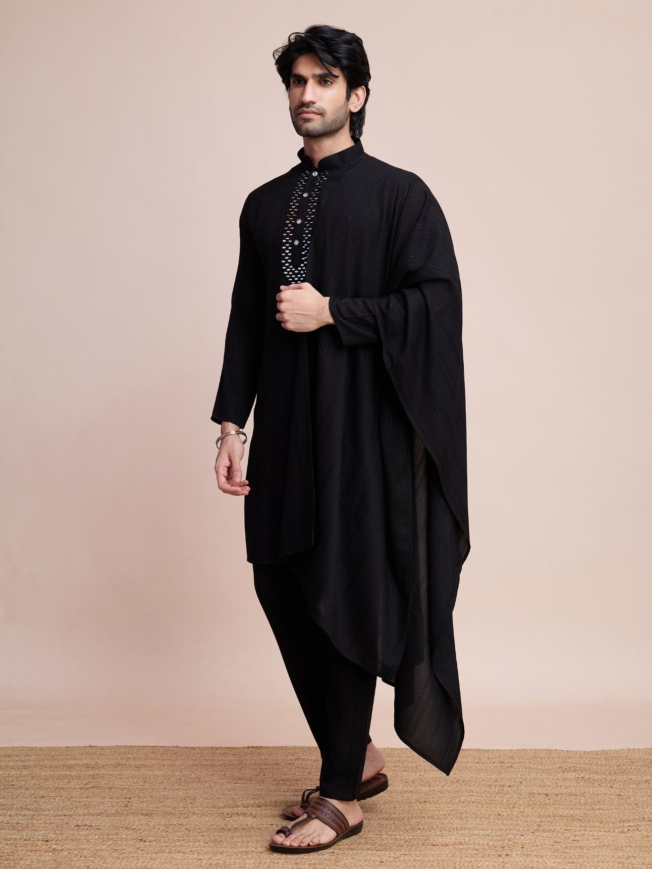 Black color viscose mirror work kurta pajama price