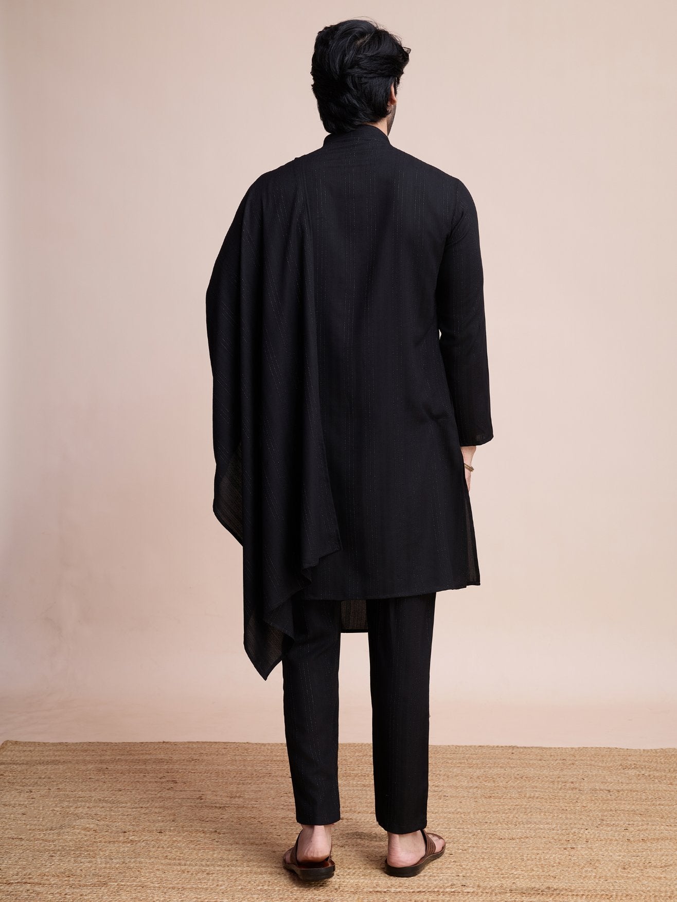 Black color viscose mirror work kurta pajama images