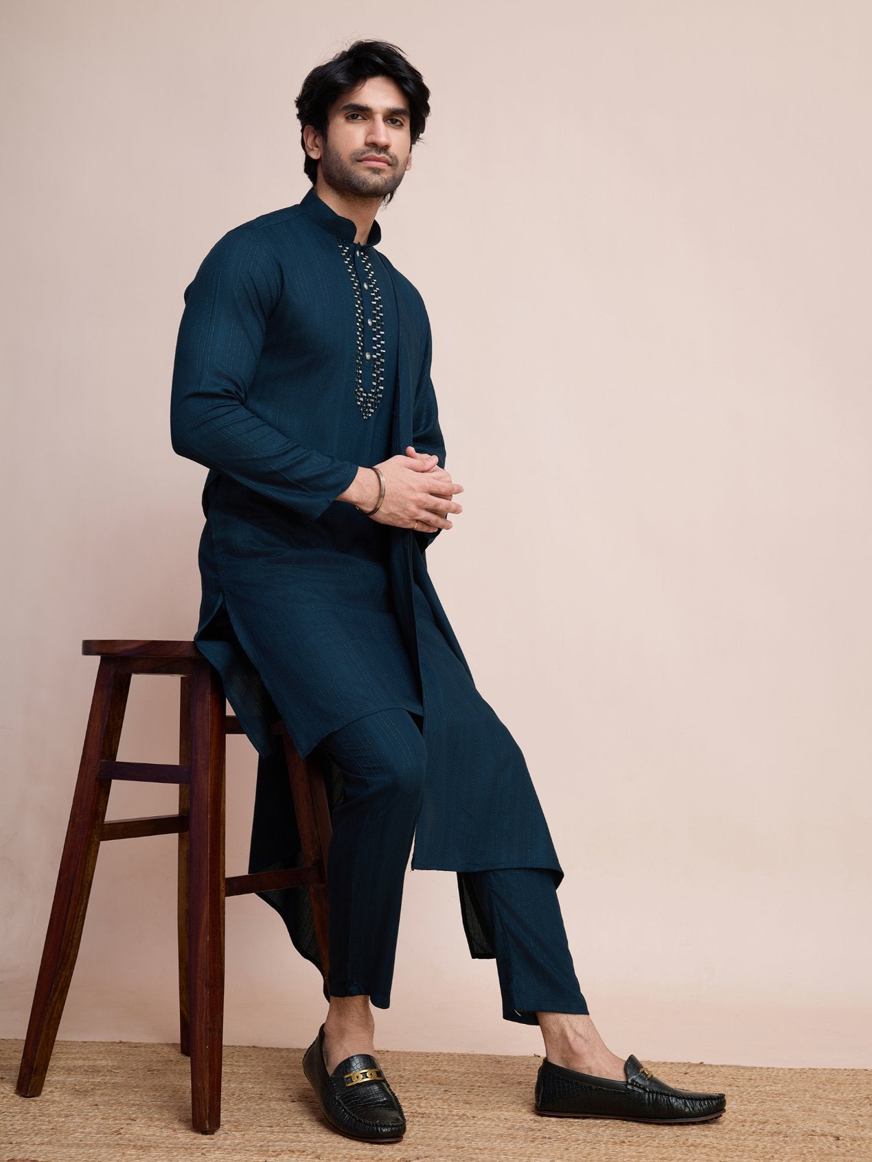 Teal blue color viscose kurta pajama with dupatta price