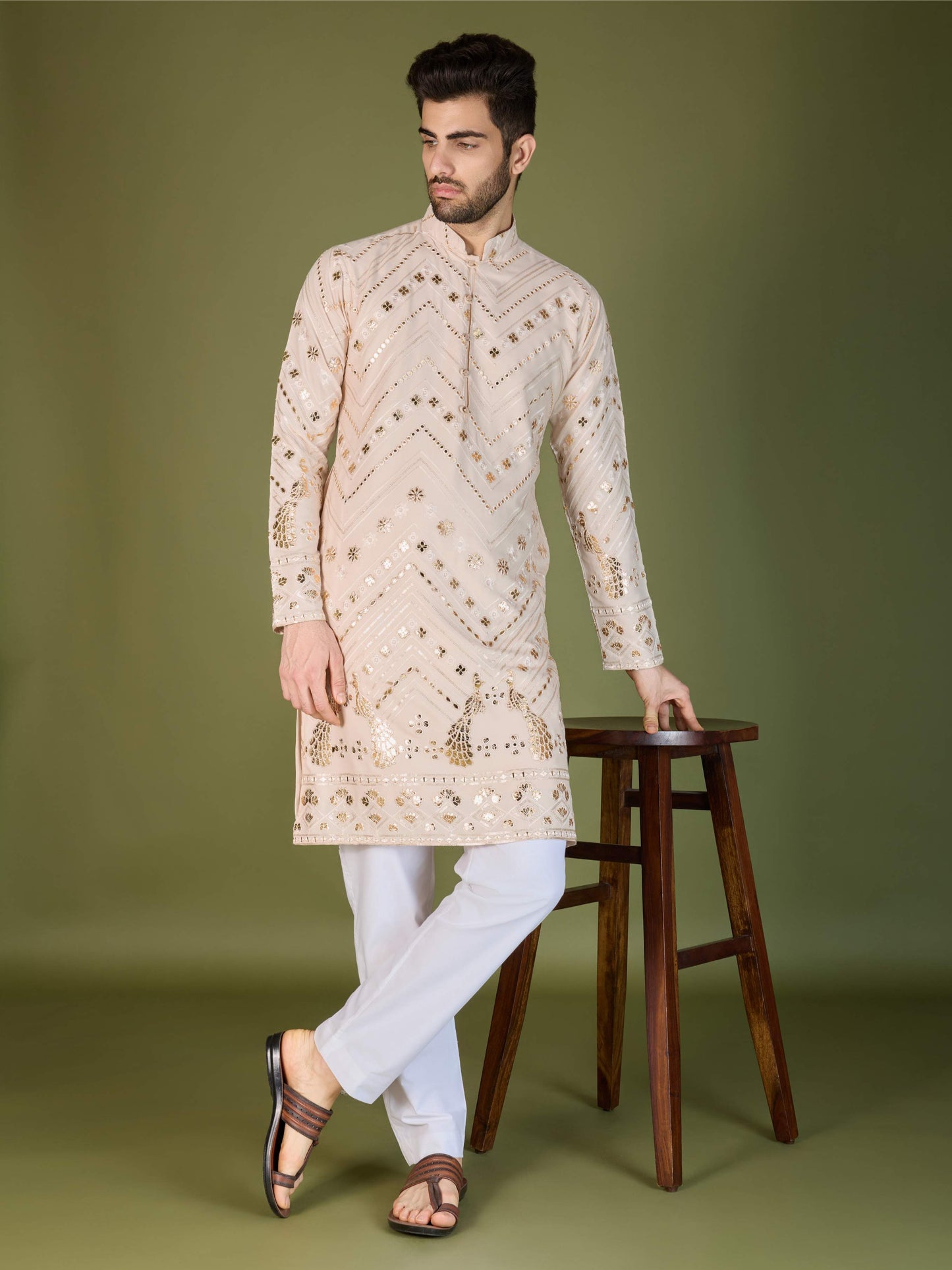 Ivery color viscose rayon mens kurta online