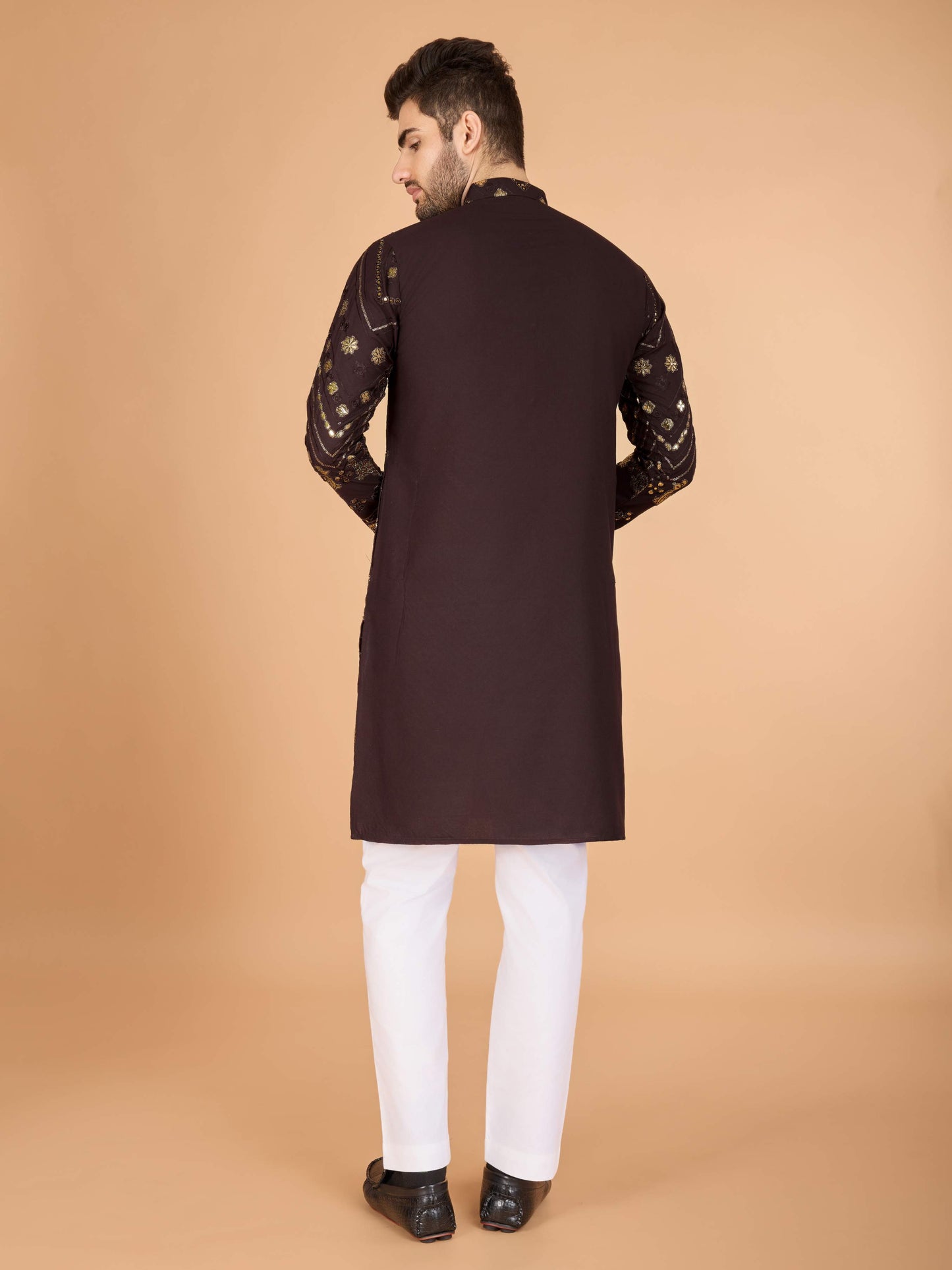 Brown color viscose rayon mens kurta online shopping