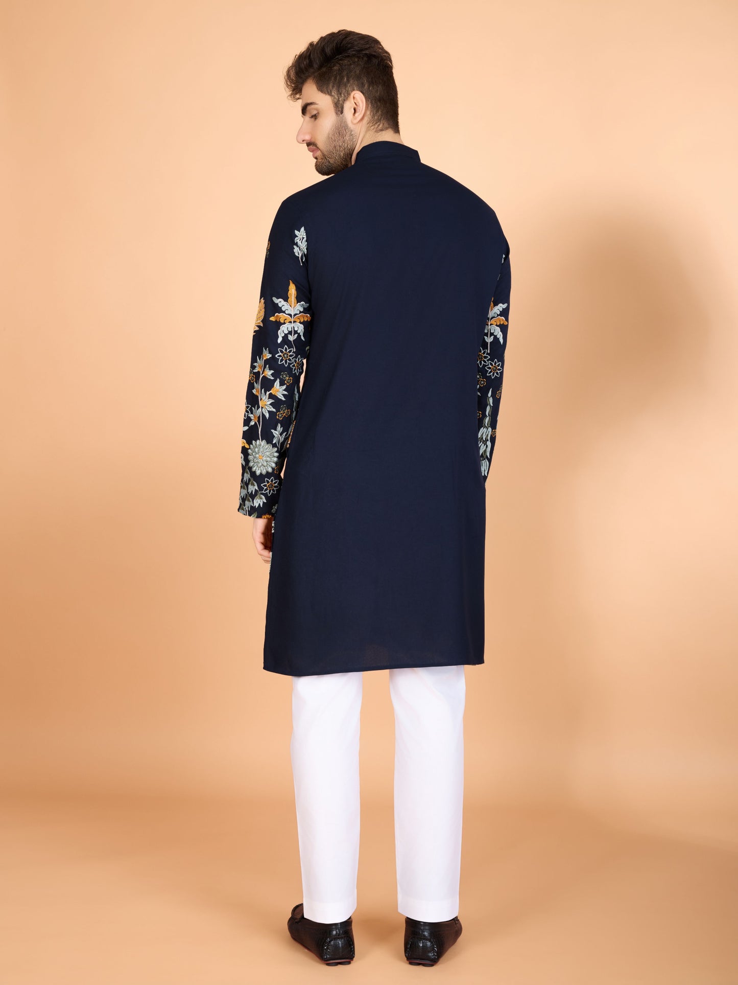 Navy blue color viscose rayon readymade kurta price