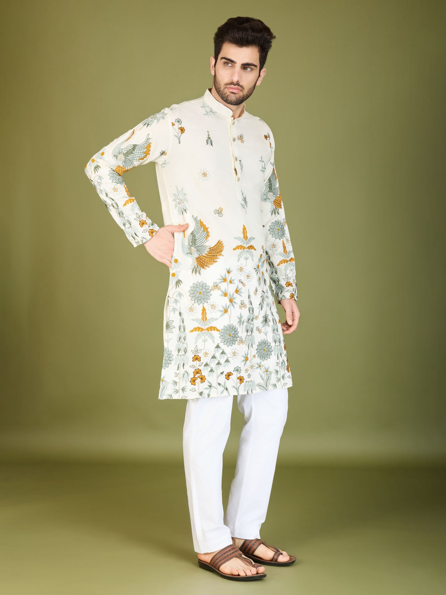 White color viscose rayon kurta online shopping
