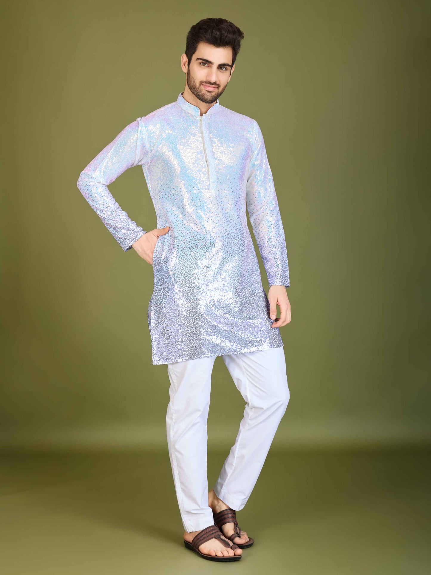 Purple color georgette men's kurta price