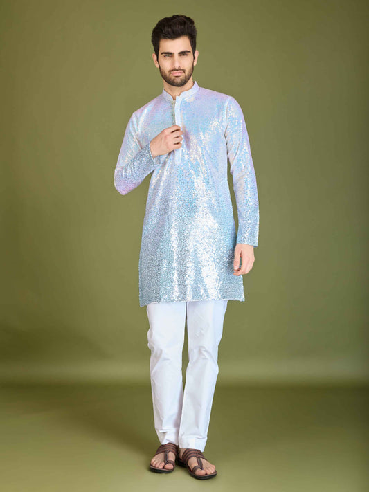 Blue color georgette men's kurta online