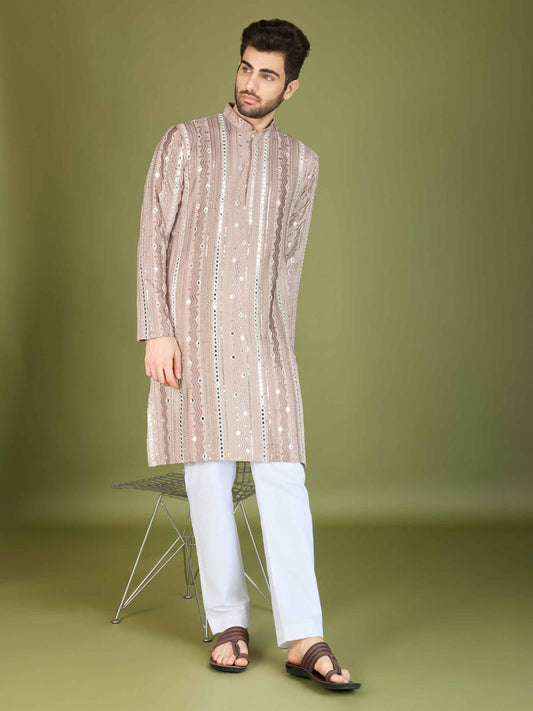 Ivery color viscose rayon men's kurta for wedding