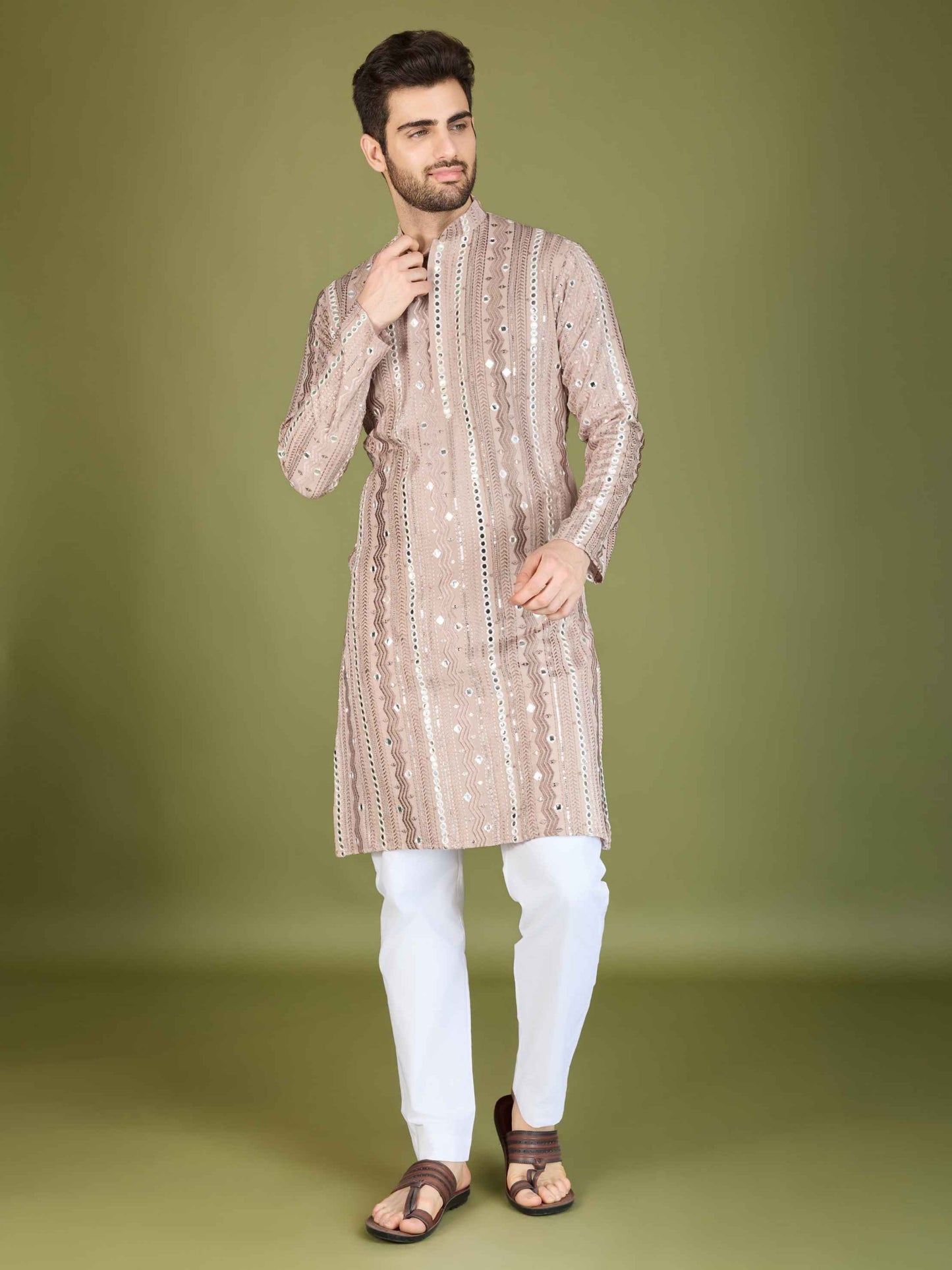 Ivery color viscose rayon men's kurta for festive