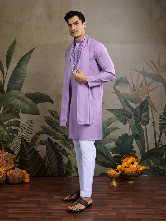 Mauve color viscose rayon kurta for party
