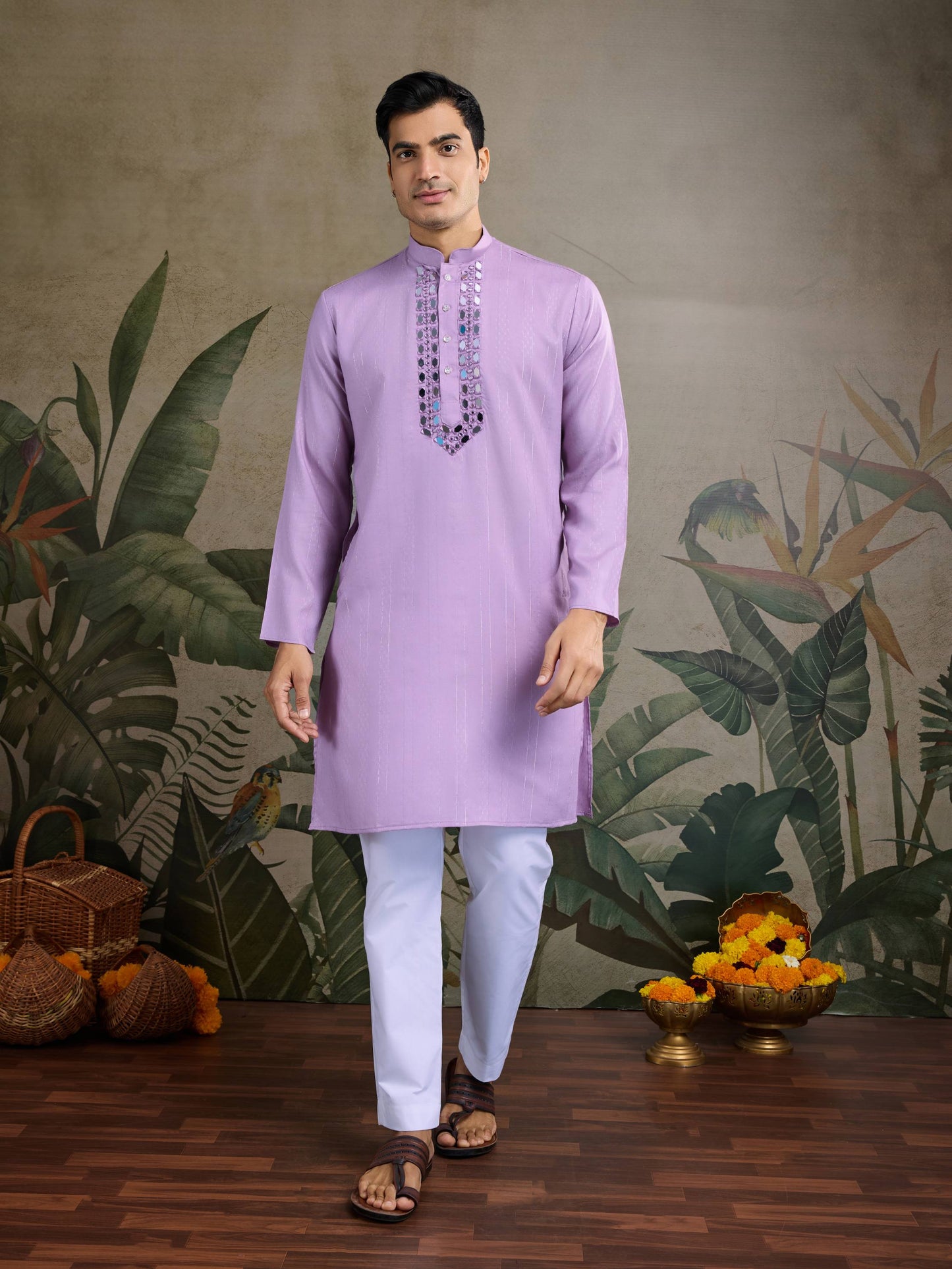 Mauve color viscose rayon kurta with online