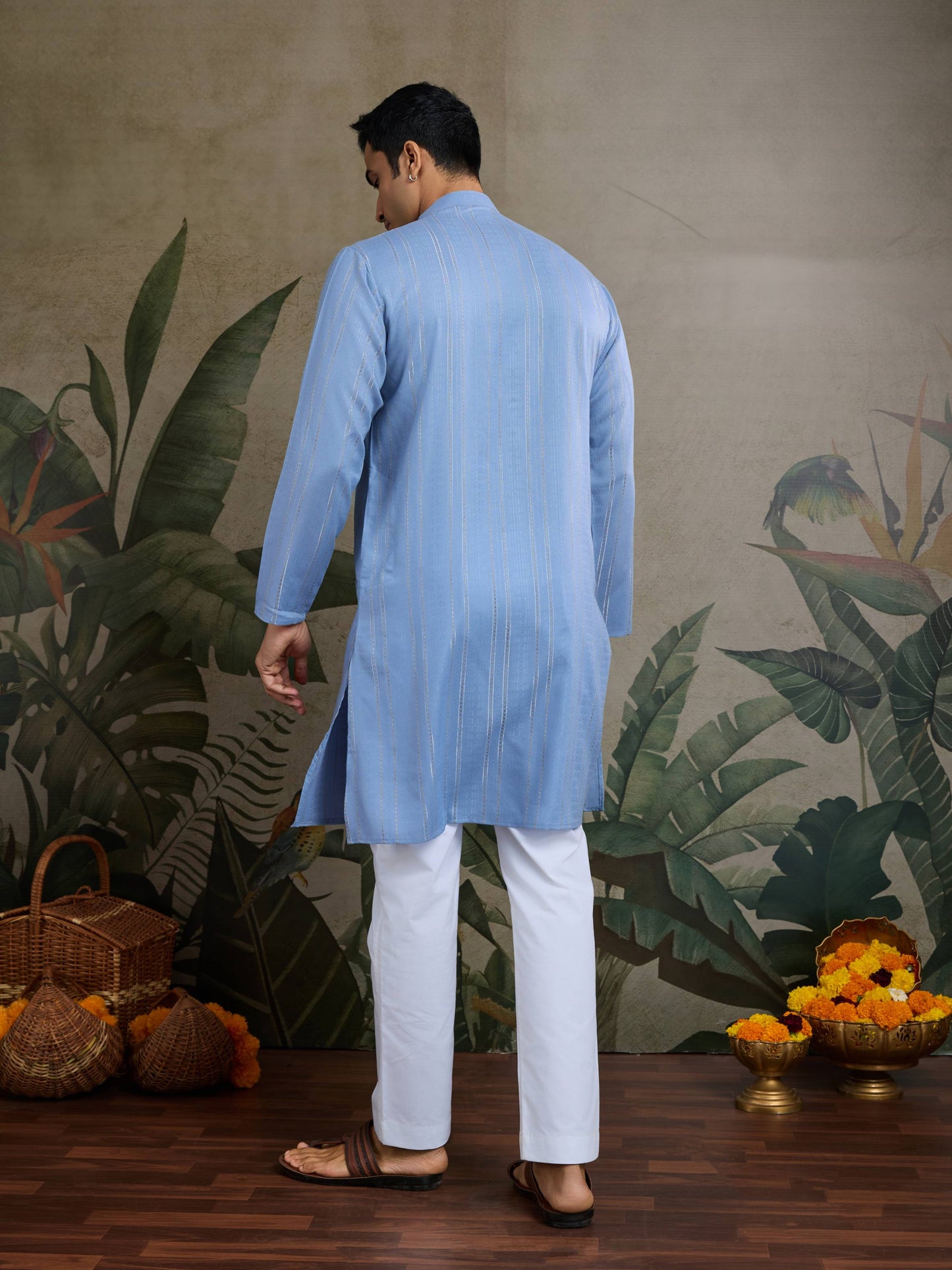 Light blue color viscose silk kurta with dupatta online price