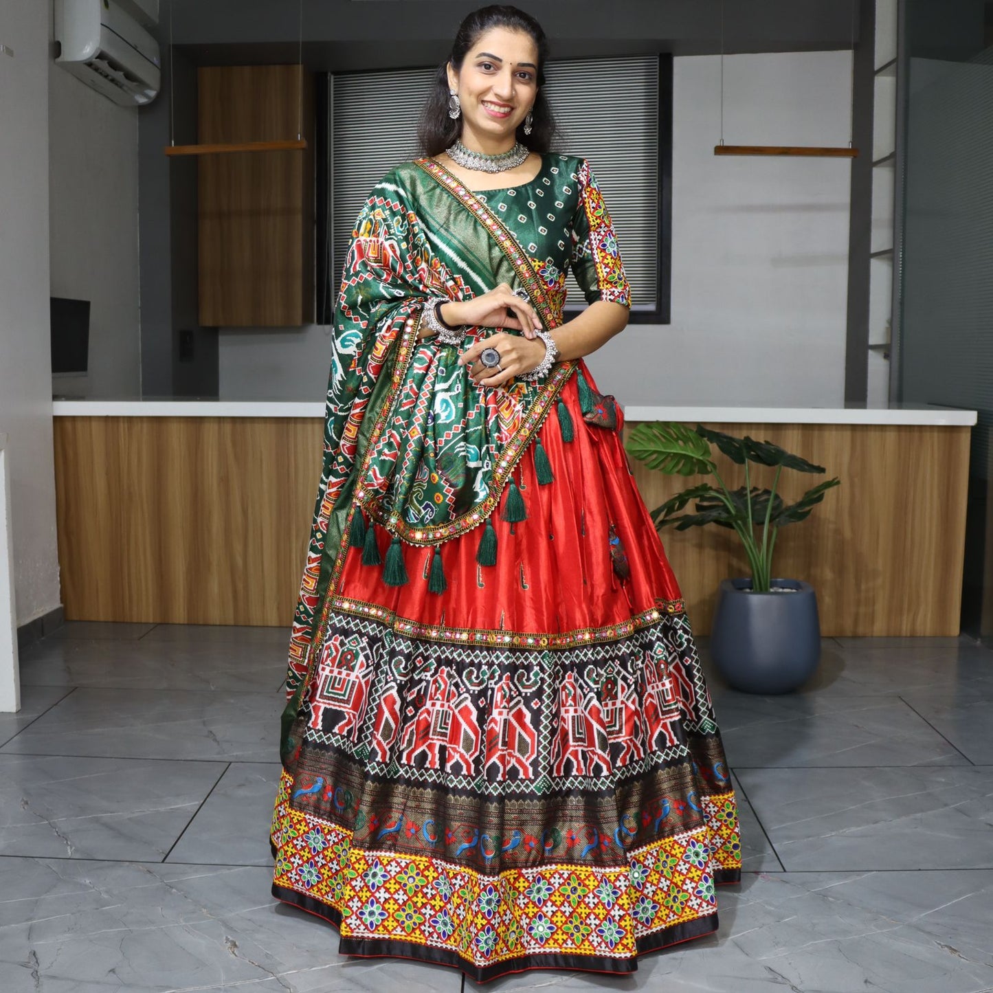 Silk pithani printed lehenga choli for women