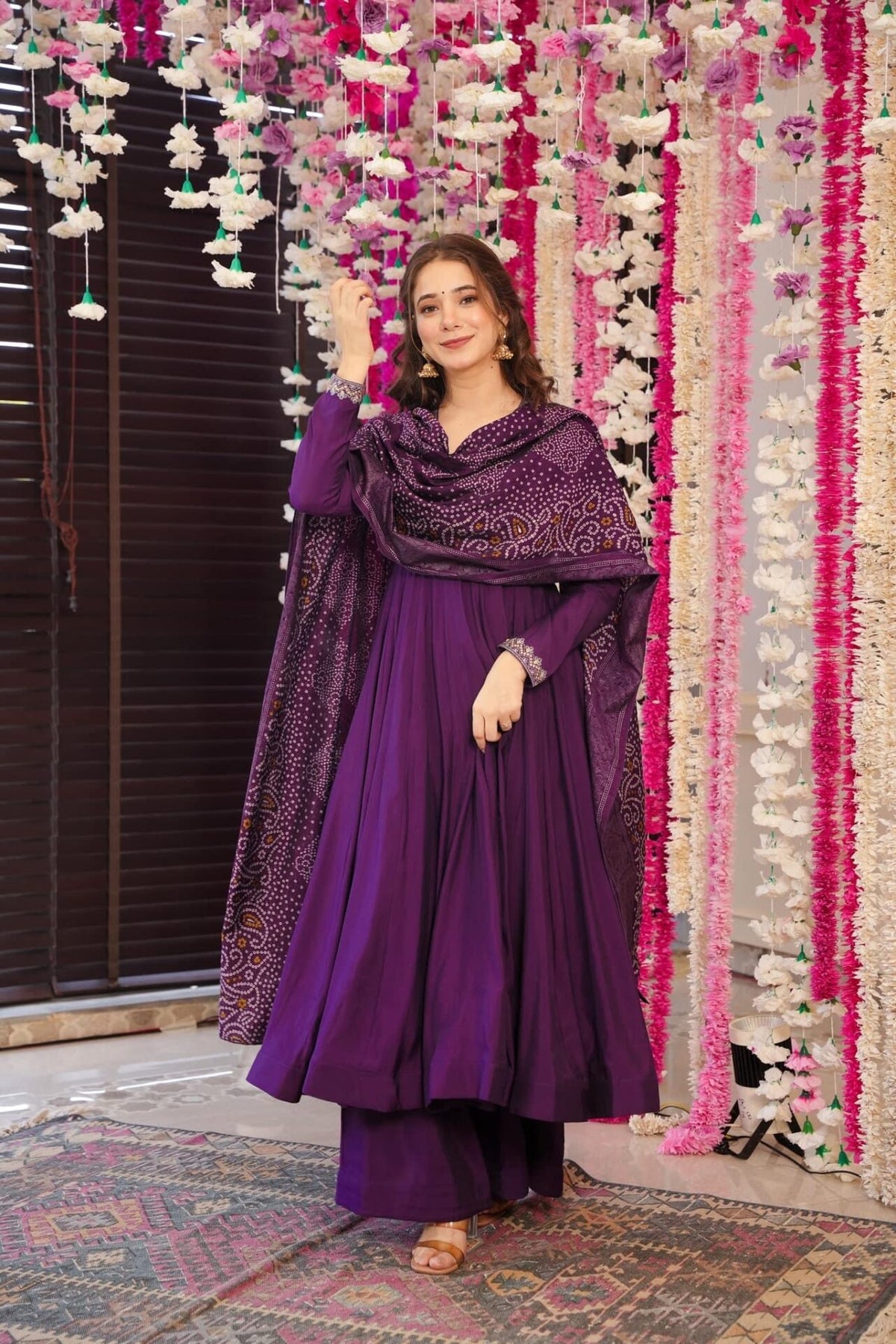 Wine color chanderi salwar suit for women