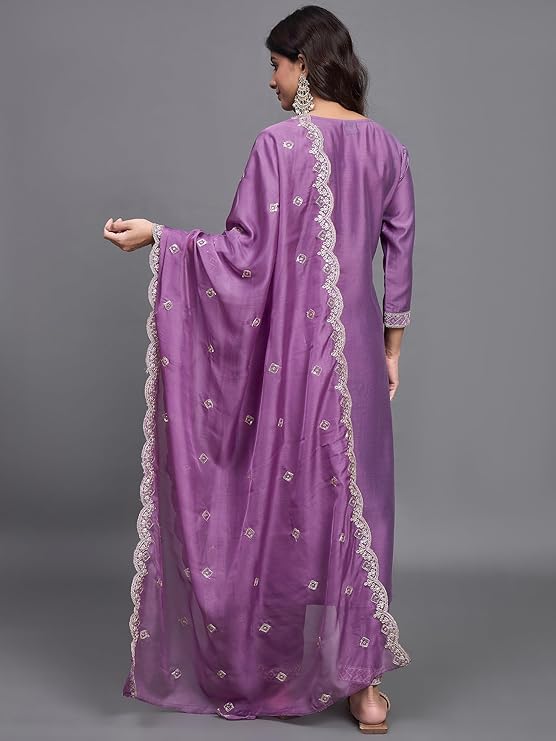 Purple color viscose chanderi saree with blouse online shopping