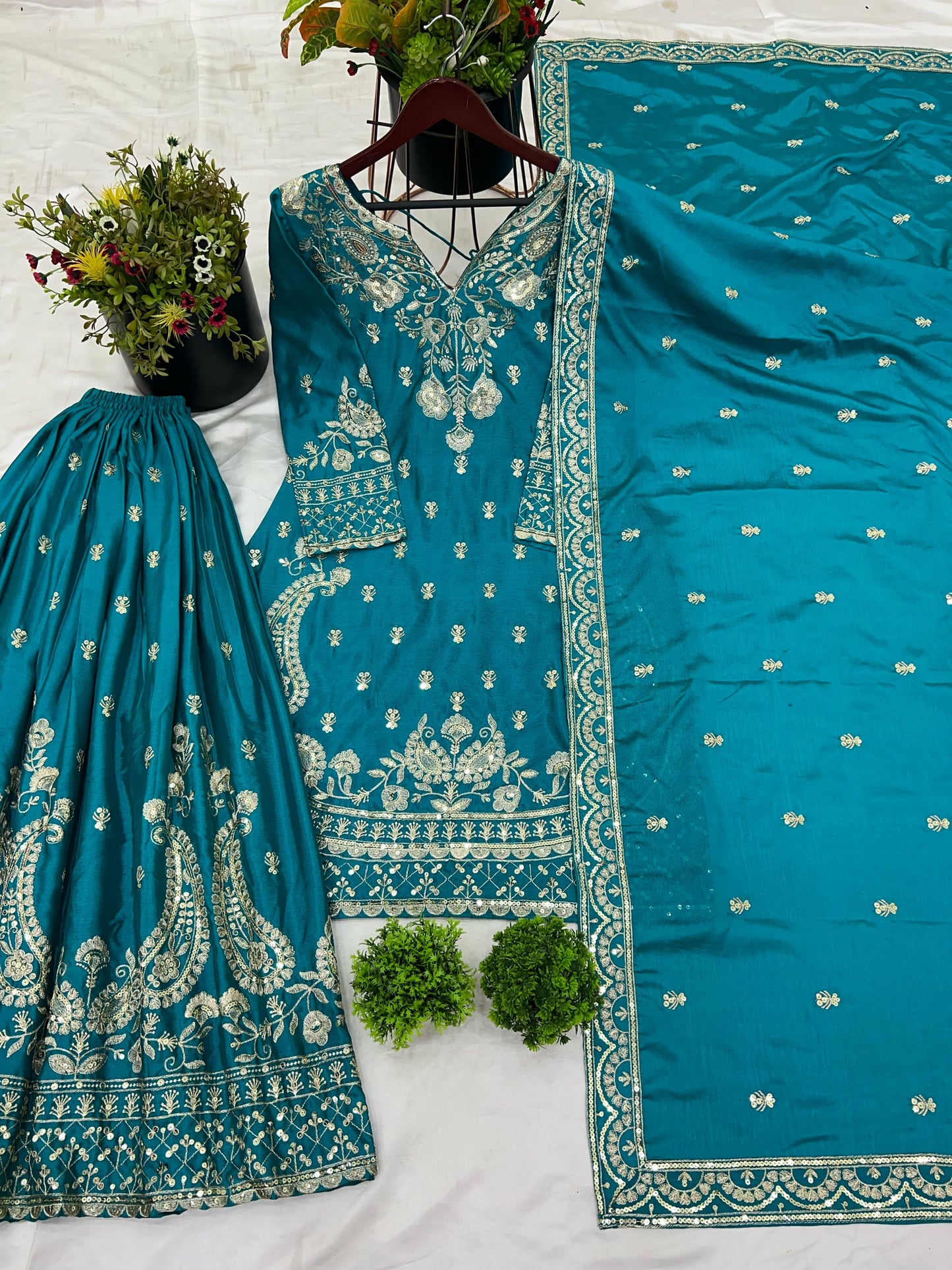 Rama color chinon silk sharara suit for women