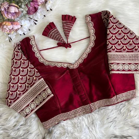 Heavy Soft Silky Zimichoo Readymade Blouse for Saree