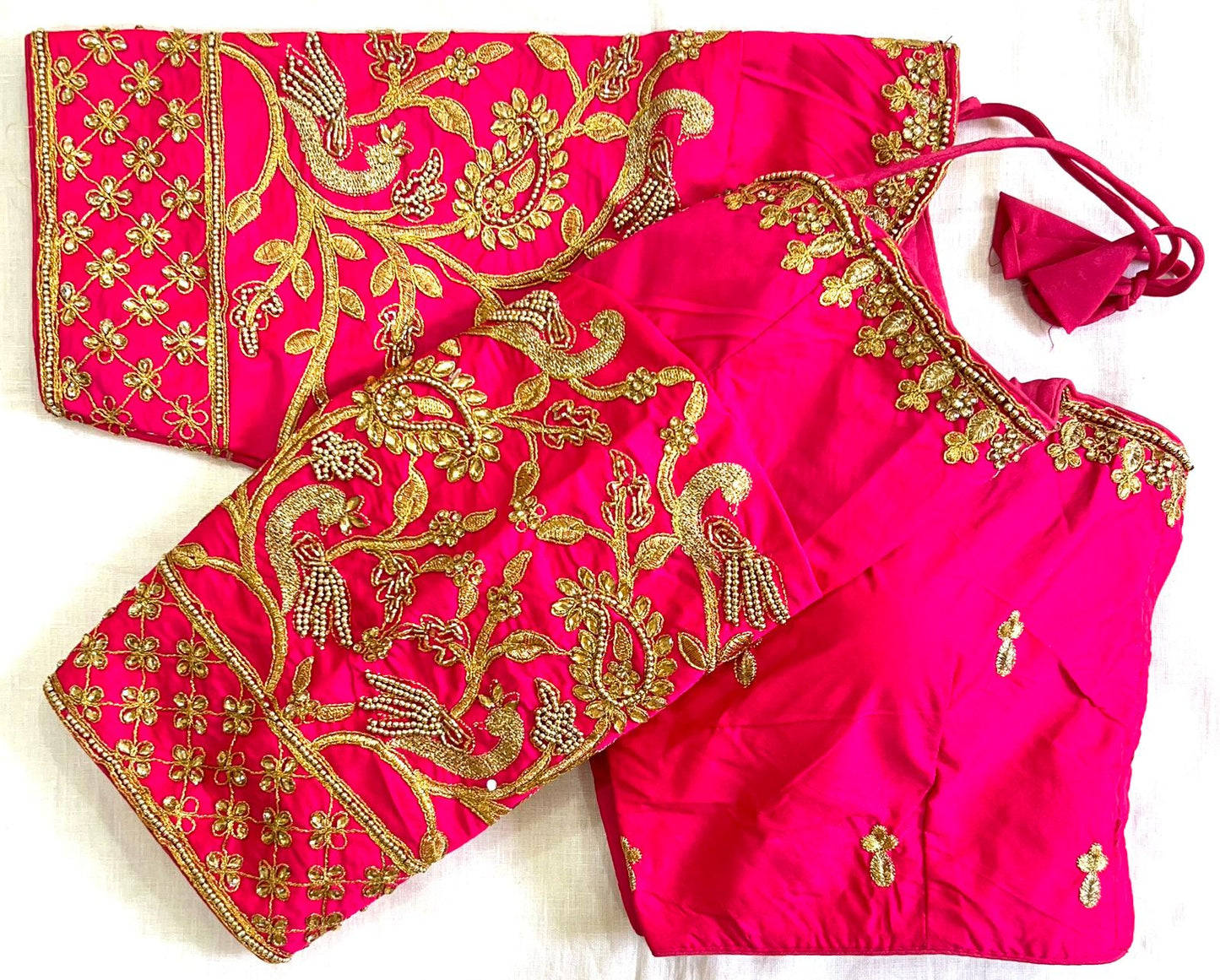 Pink color wedding wear banarasi silk blouse price