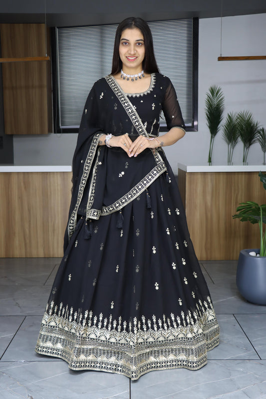 Black georgette lehenga choli images