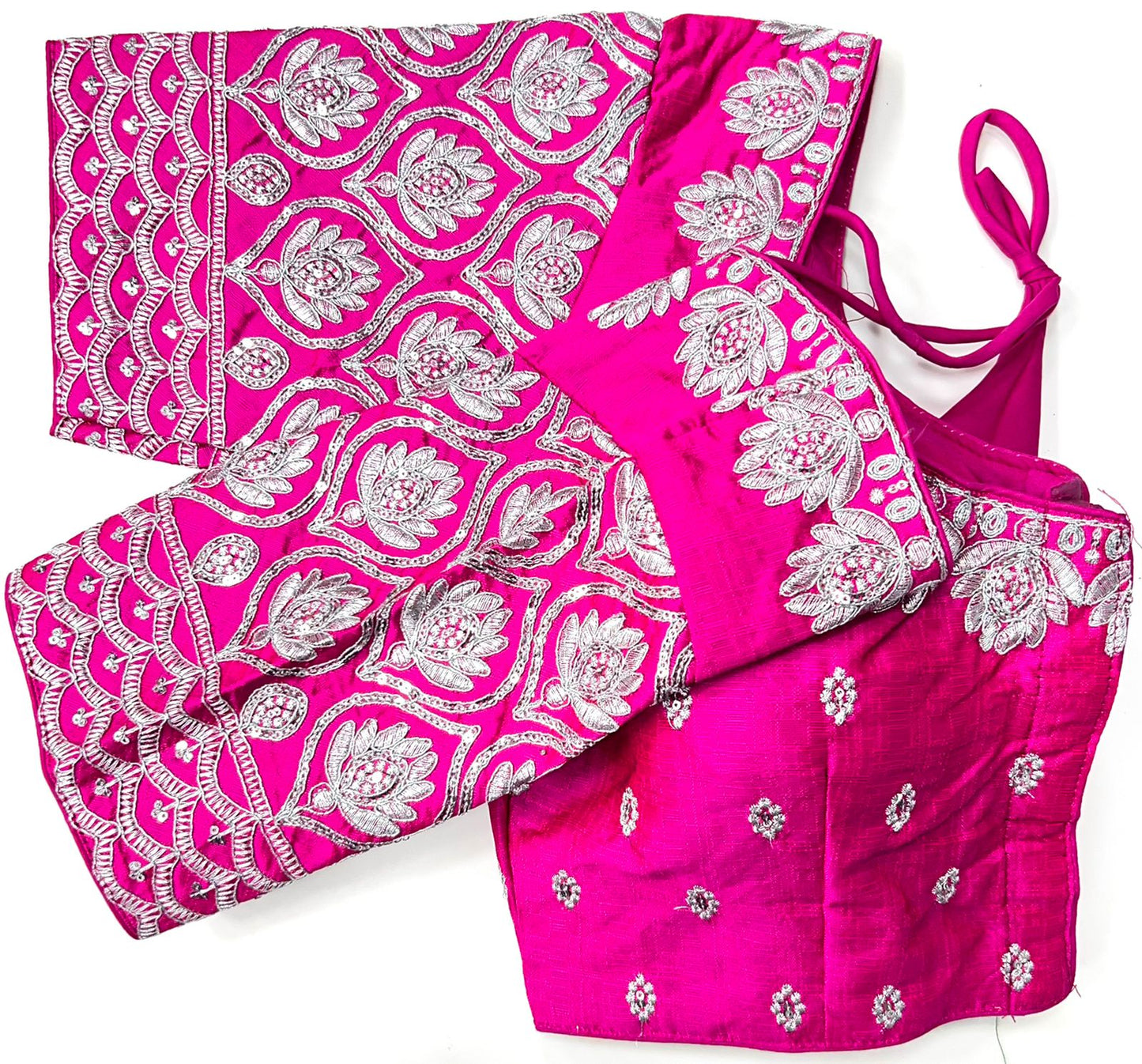 Pink color silk sequins work blouse price