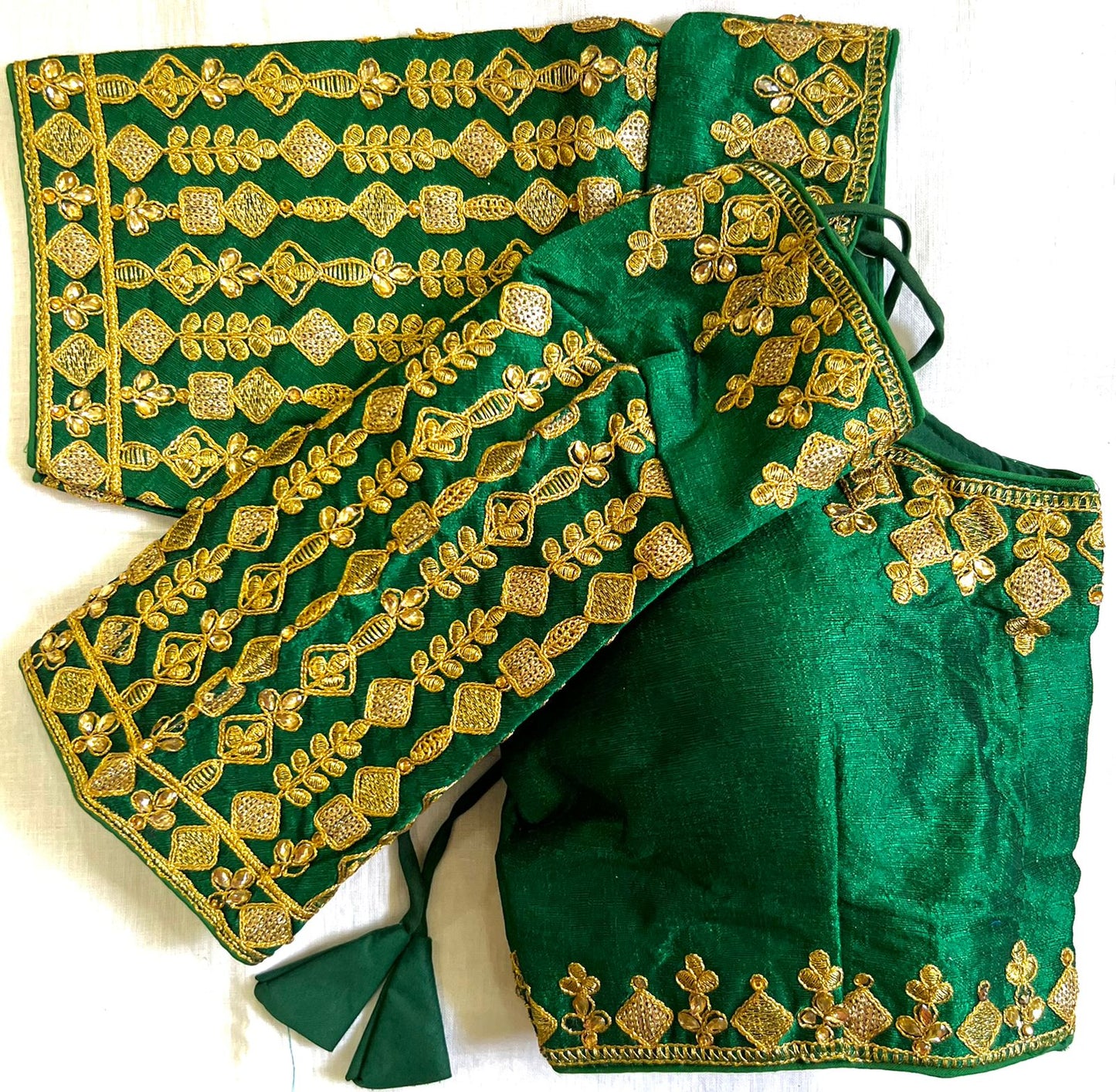 Green color phantom silk dori work blouse price