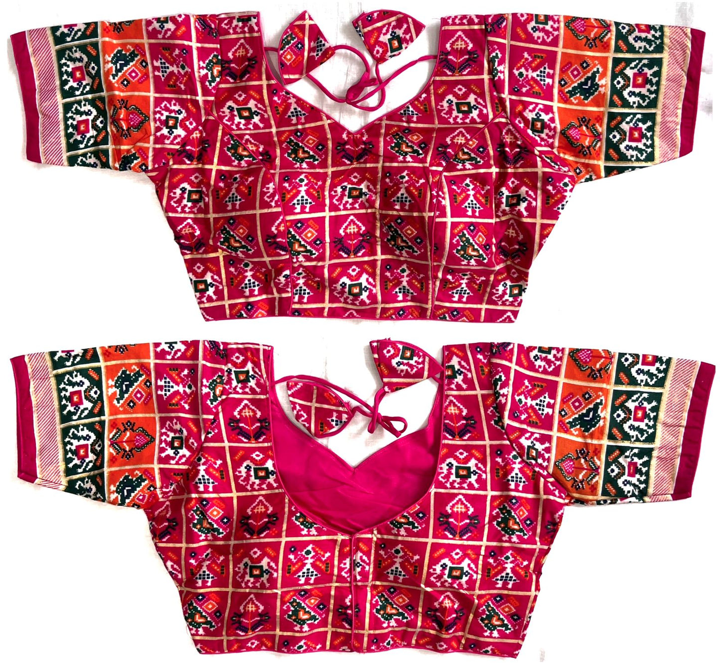Pink color cotton printed blouse online shopping