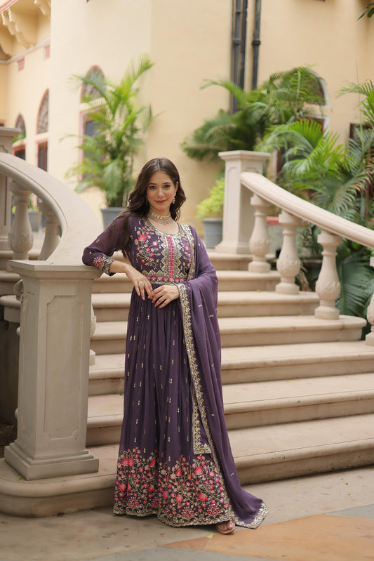 Lavender color sequins work sharara suit for women