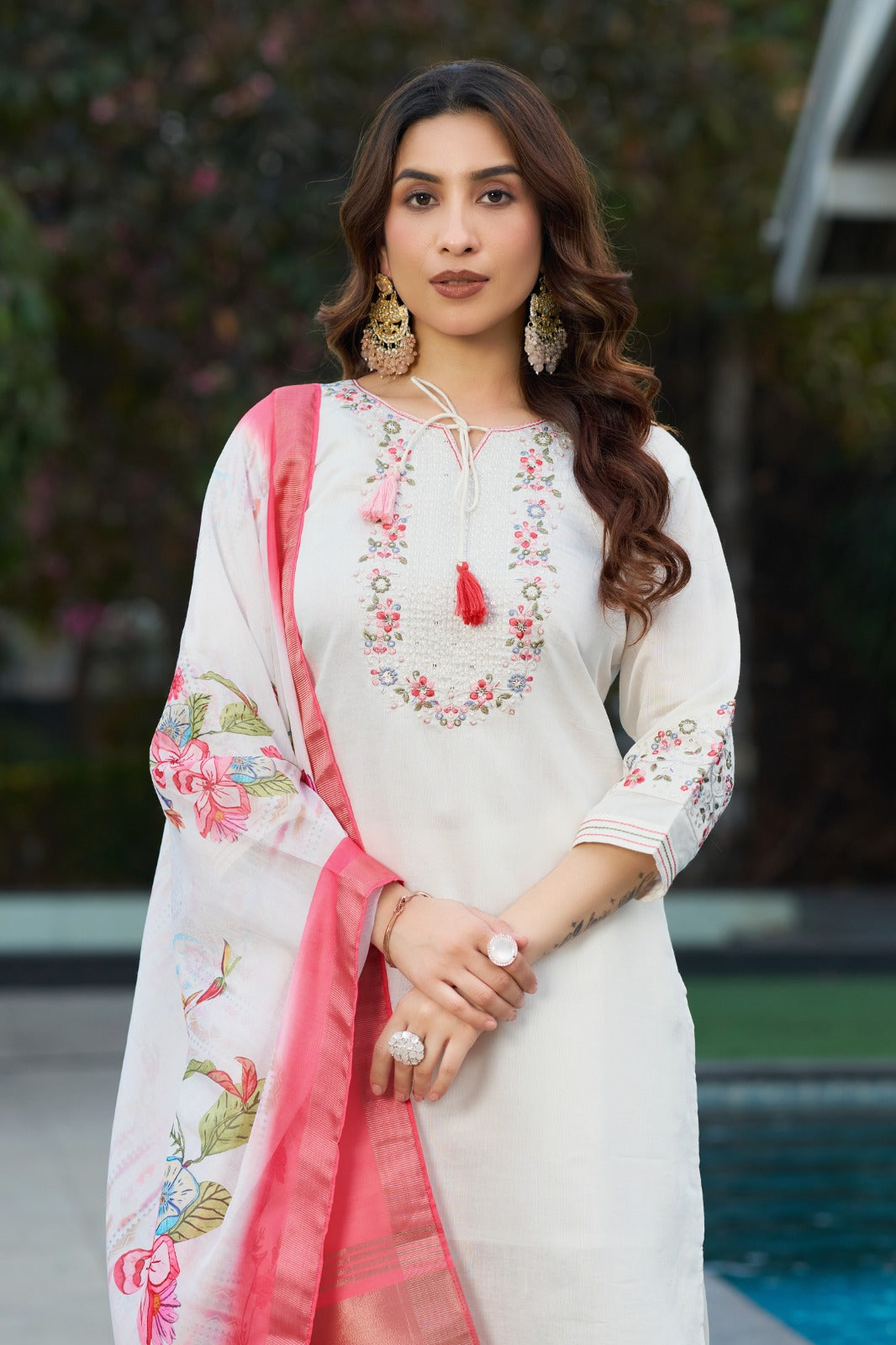 White color hand work suit