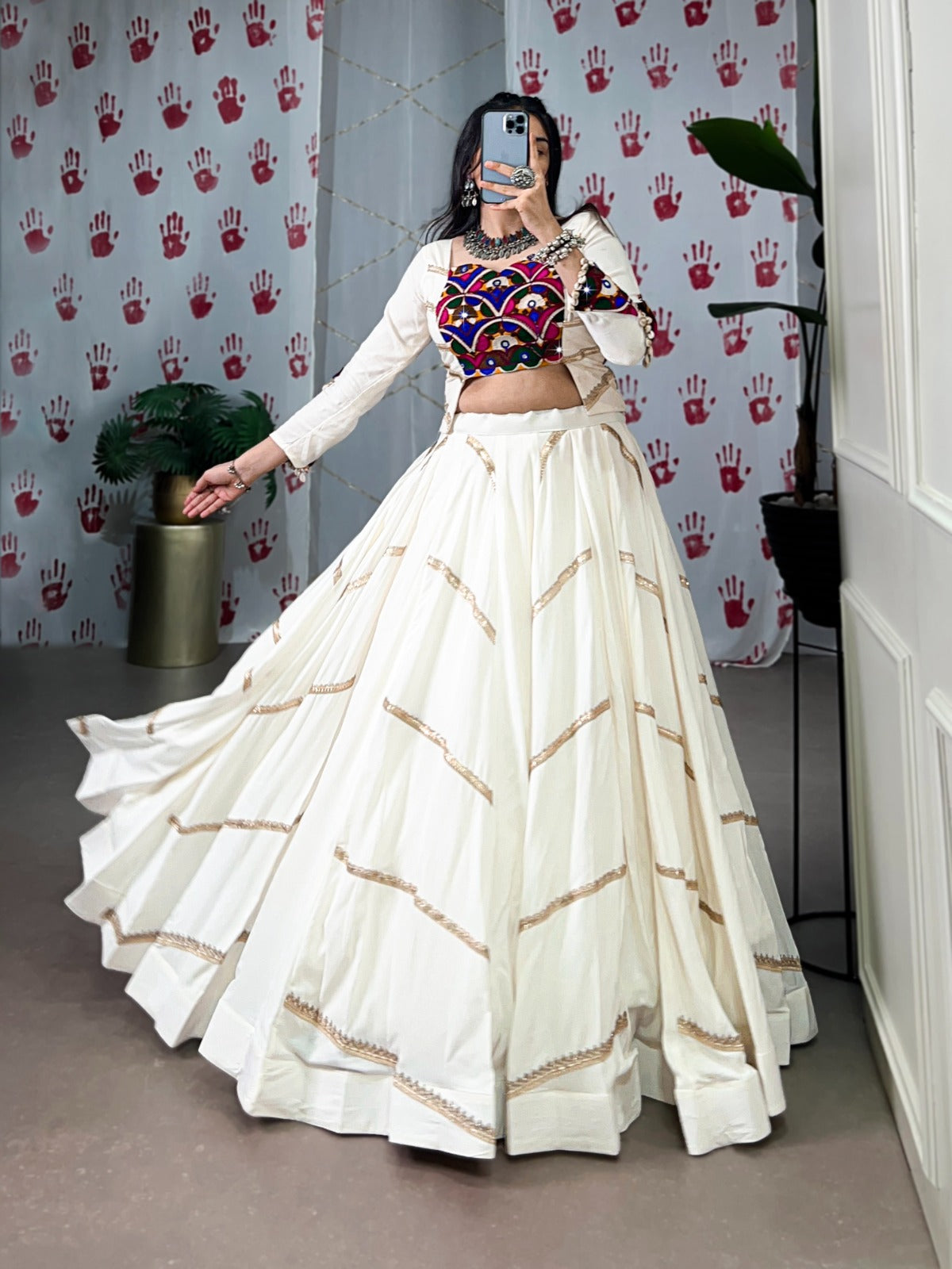 White navratri lehenga choli for women with price