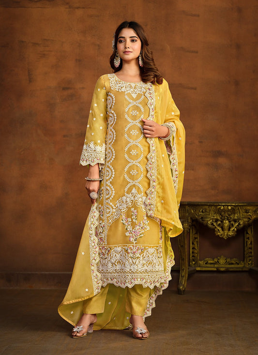 Yellow salwar suit party wear