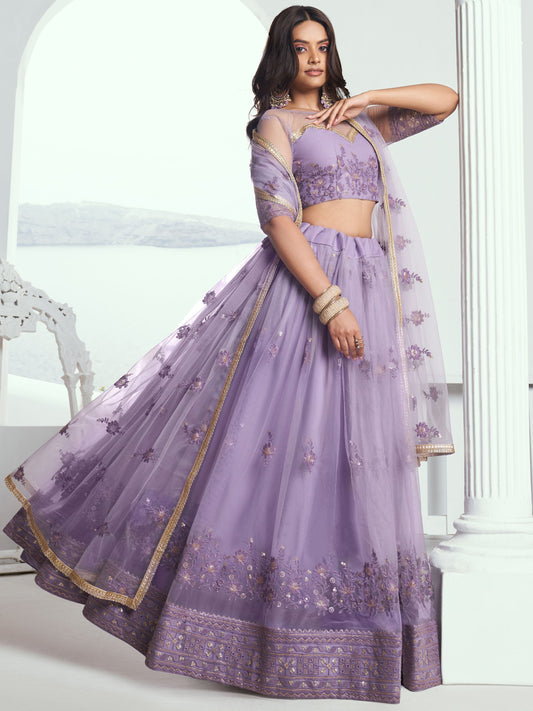 Simple lavender colour lehenga for women