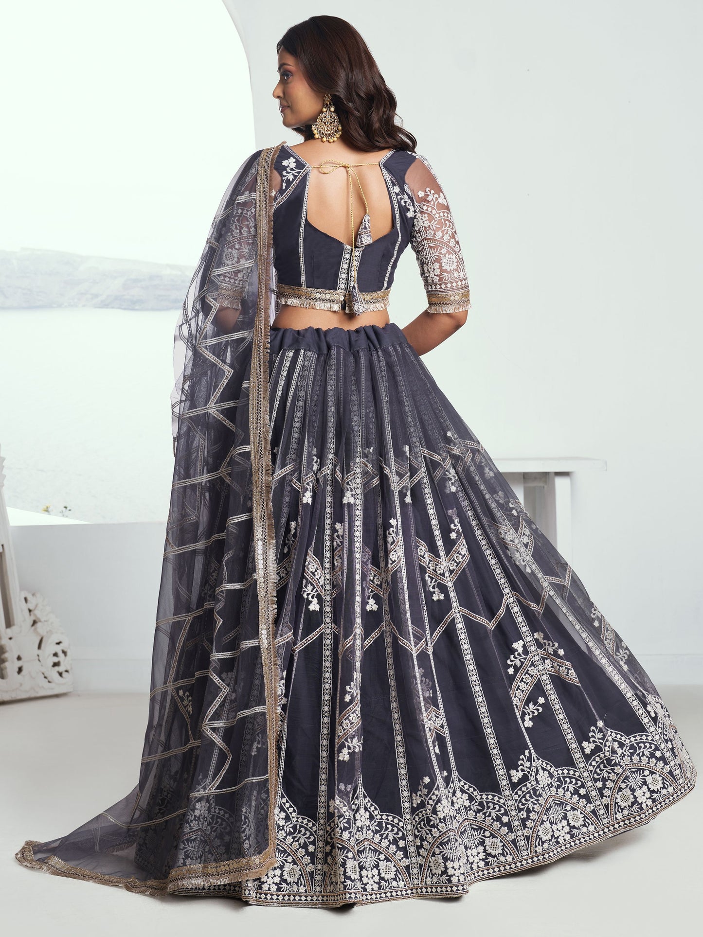 Grey colour Lehenga For wedding