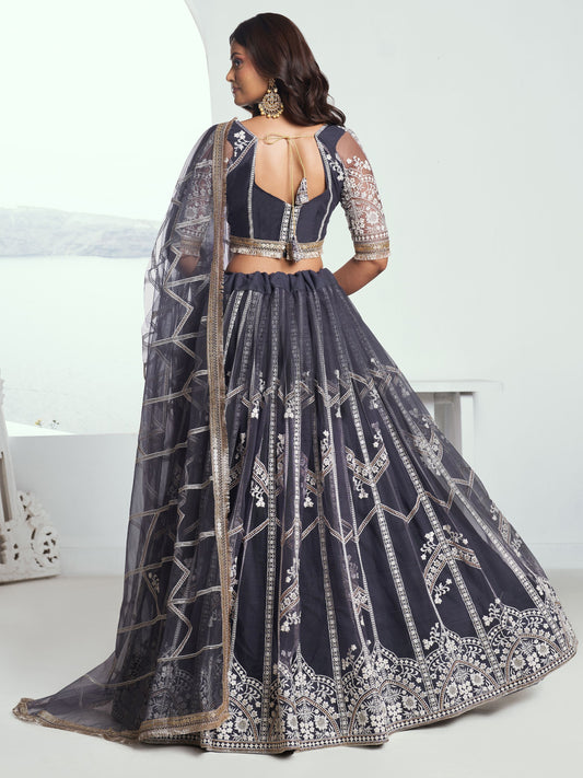 Grey colour Lehenga For wedding