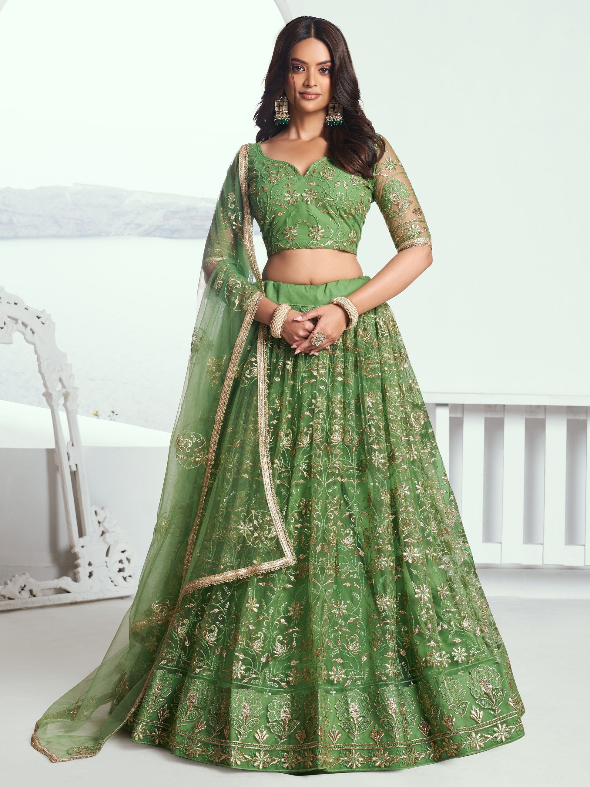 Green Lehenga for Mehendi