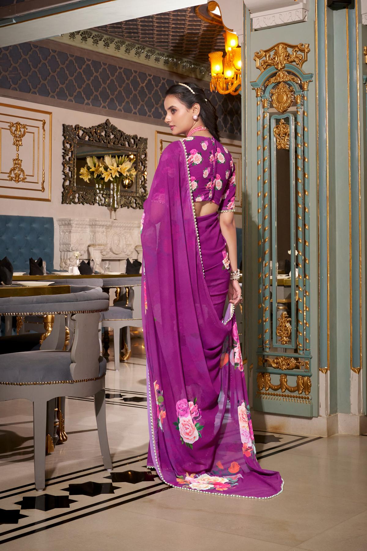 Purple Colour Saree For Wedding