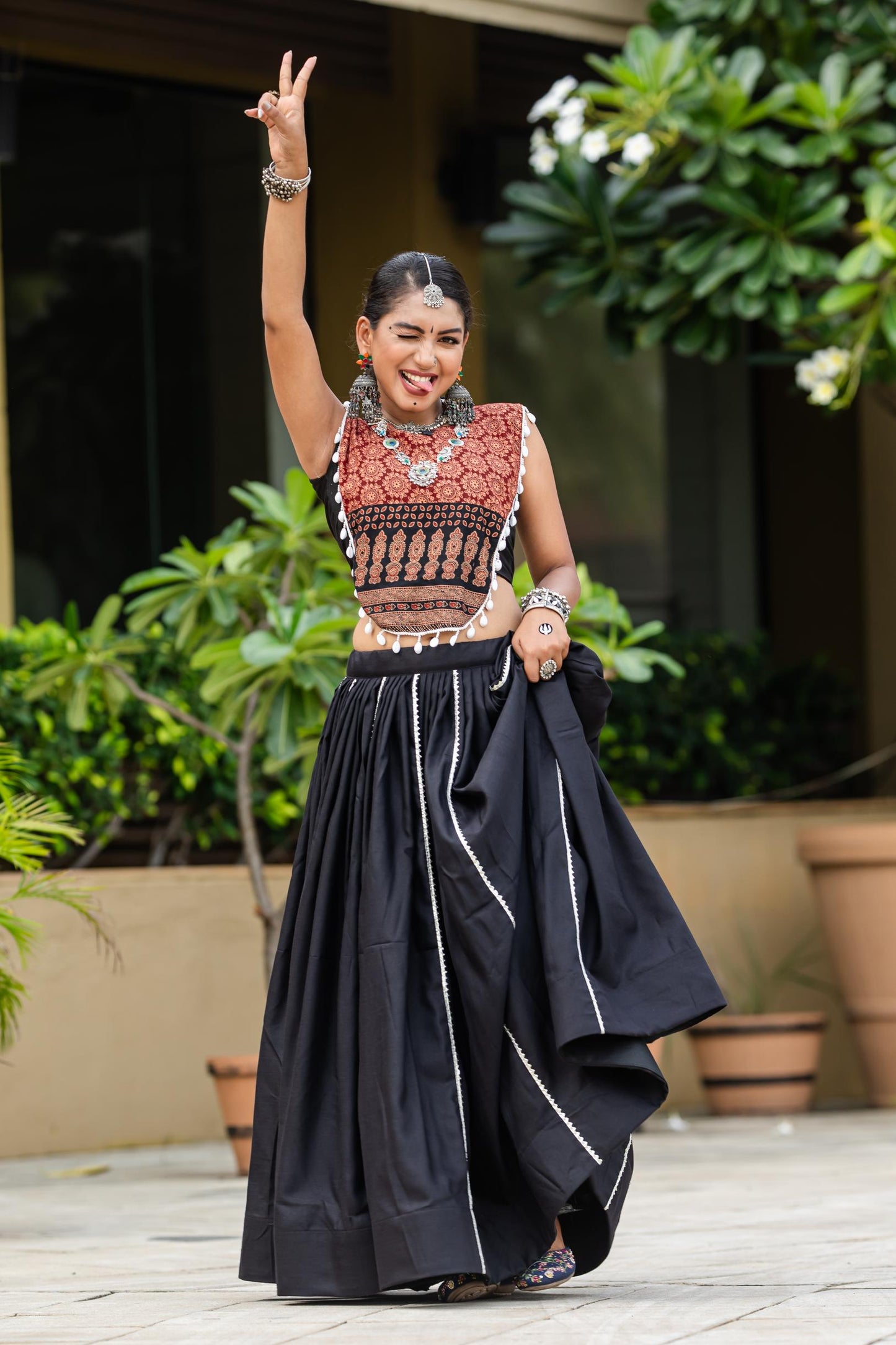 Black navratri lehenga choli with dupatta online shopping