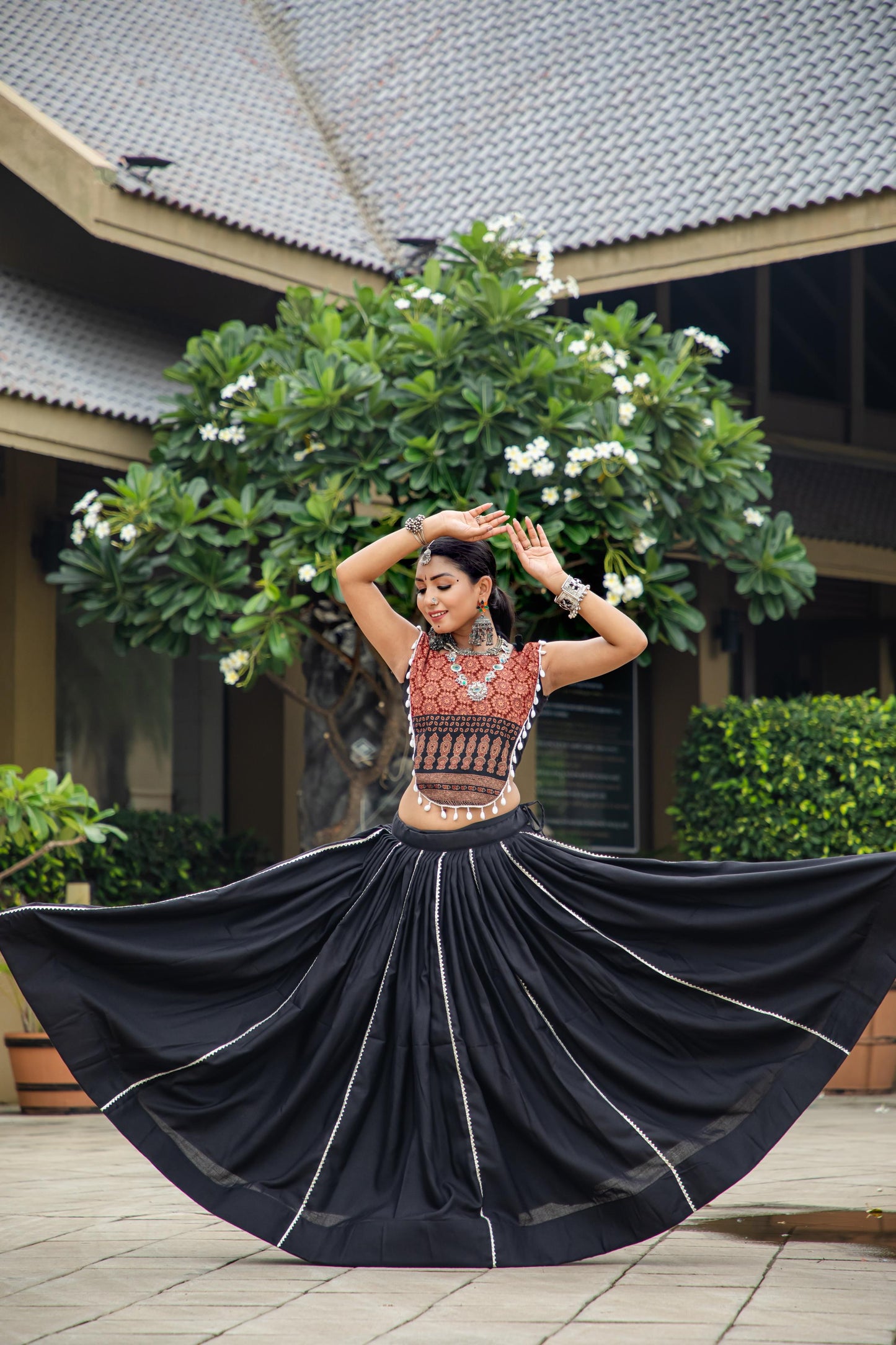 Black navratri lehenga choli with dupatta price