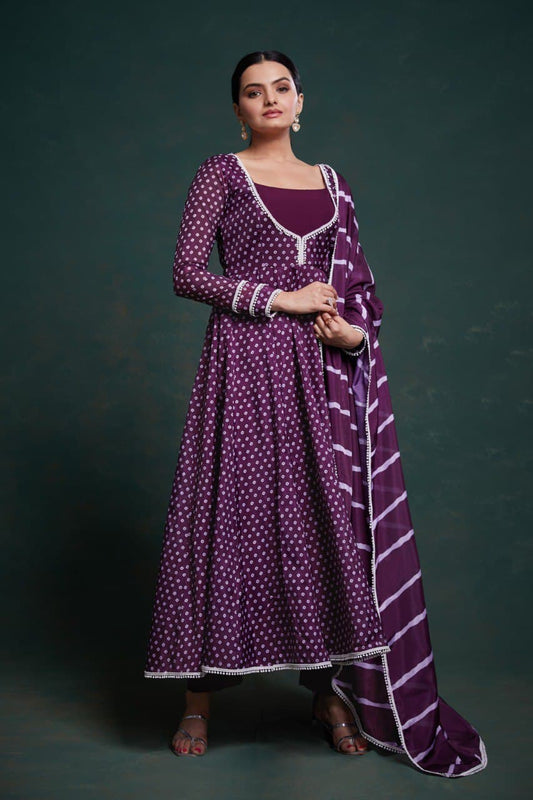 Purple color organza salwar suit for women