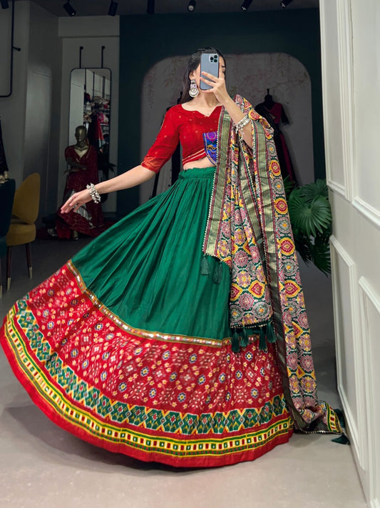 Red traditional chaniya choli with dupatta