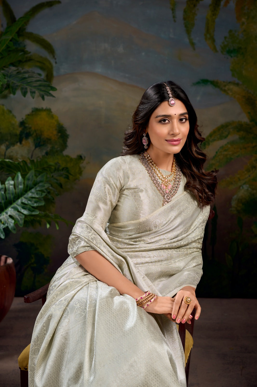 Off white color kanjivaram saree online