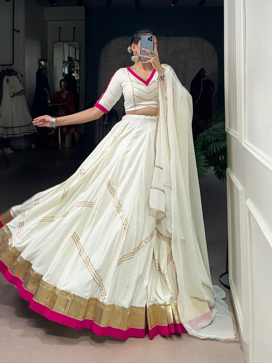 White rayon lehenga choli for women